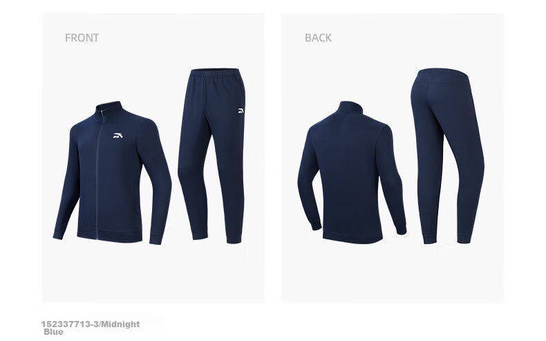 Anta Men's Fleece-Lined Sports Set Spring Windproof Stand Collar Zip-Up Jacket and Pants Sportswear Casual Pants 26