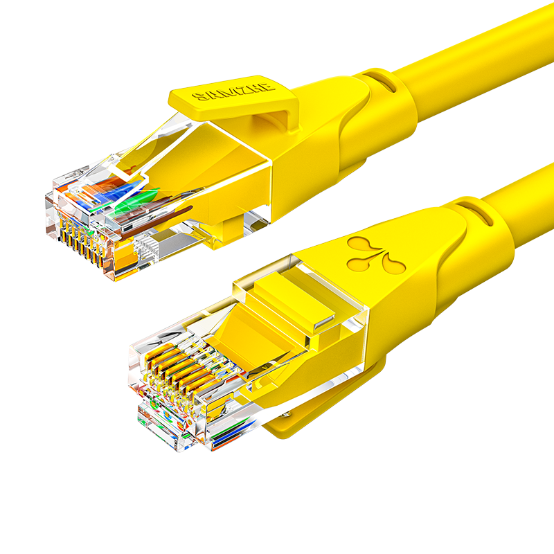 SAMZHE CAT6 Ethernet Cable Gigabit High-Speed Broadband Cable CAT6 Engineering Monitoring Computer Router Network Home Finished Patch Cord 8-Core Twisted Pair Yellow 10 Meters YWD6100