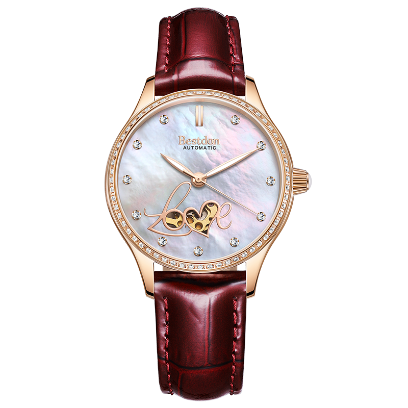 Bestdon Ladies' Watch, Diamond-Studded Automatic Mechanical Wristwatch, Luxury Gift Box, Perfect for Women's Gifts Or Girlfriend Presents