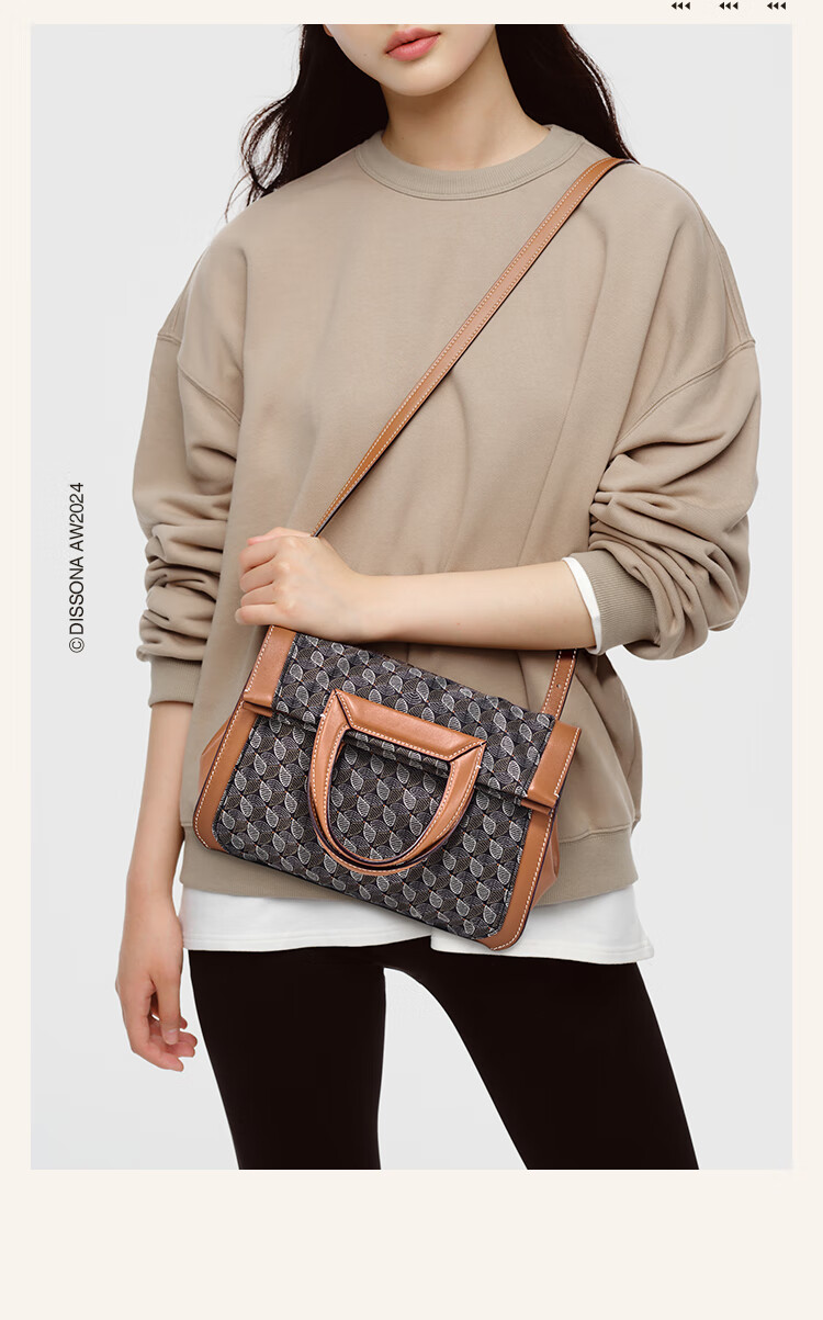 DISSONA Women's Handbag, Monogram Shoulder Bag, Tote Bag, Commuter Bag, Foldable Bag, Monogram Color 9