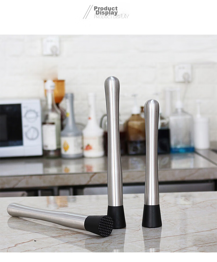 Quanshi 304 Stainless Steel Ice Crusher, Cocktail Muddler, Cocktail Shaker Tool, Juice Press, Milk Tea Stick, Hand-Shaken Lemon Muddler 7