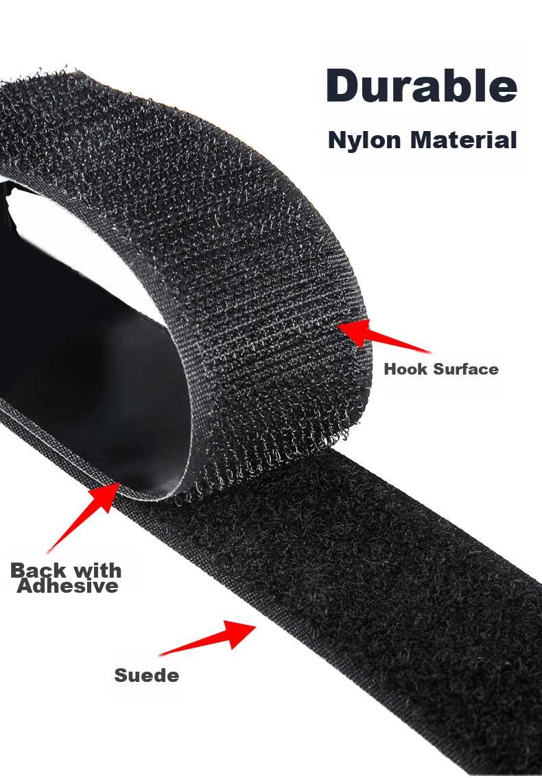 Yinbei Door Curtain Strong Adhesive Velcro, High-Adhesion Double-Sided Tape, Car Floor Mat Light-Blocking Pad Fixing Tool, Specialized Back Adhesive Tape Self-Adhesive Strip, 20mm*5m-Black 3