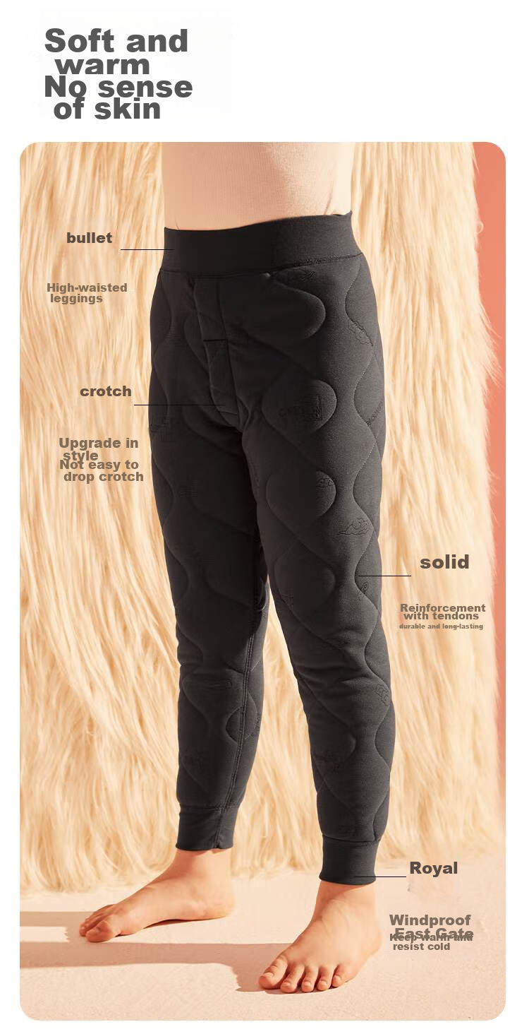 Bingxuemumian Children's Thermal Pants, Boys And Girls Fleece-Lined Thickened School Uniform Essential, Autumn Winter Woolen Long Johns for Older Children, Leggings 10