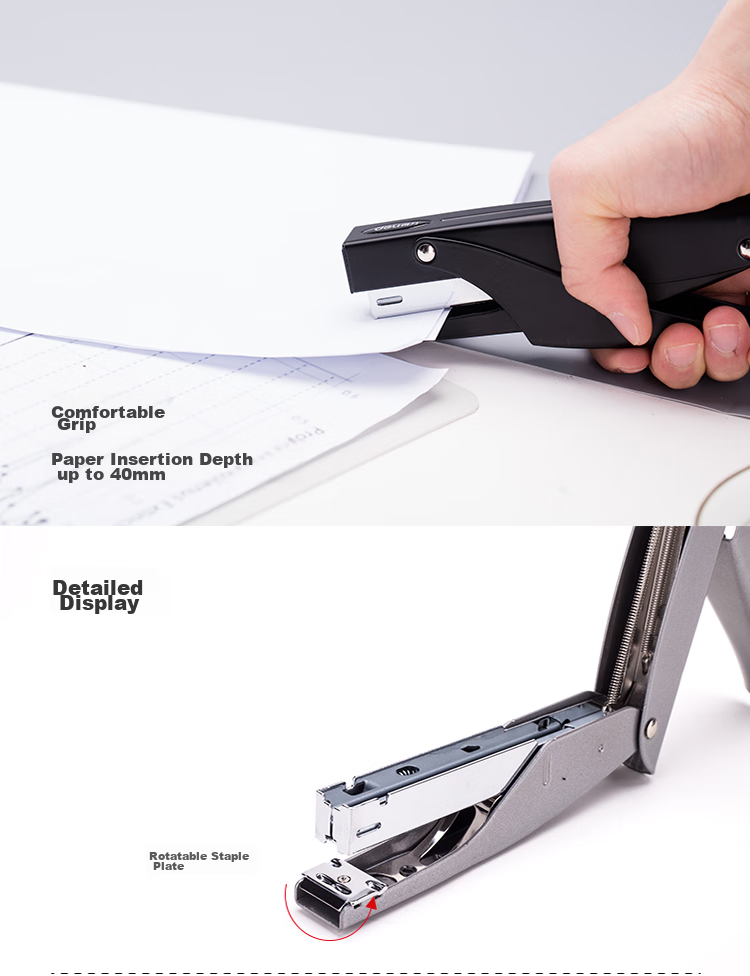 Deli Handheld Metal-Feel Durable Stapler, Portable Takeout Packaging Holder, Compatible with #12 Staples, Silver Color 5