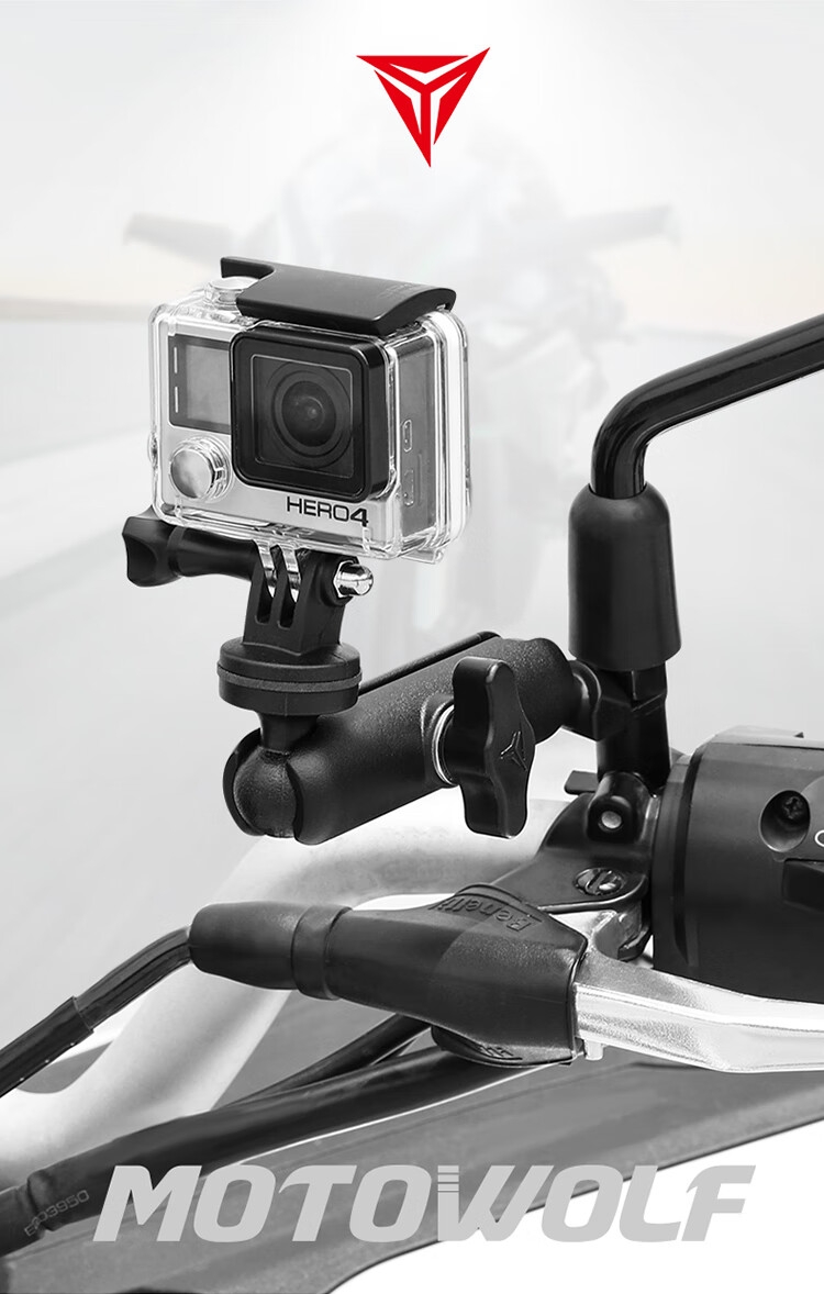 MOTOWOLF Motorcycle Dash Cam Bracket, Motorcycle Travel Riding Sports Camera Live Streaming Gimbal Mount, Modification Accessories 5