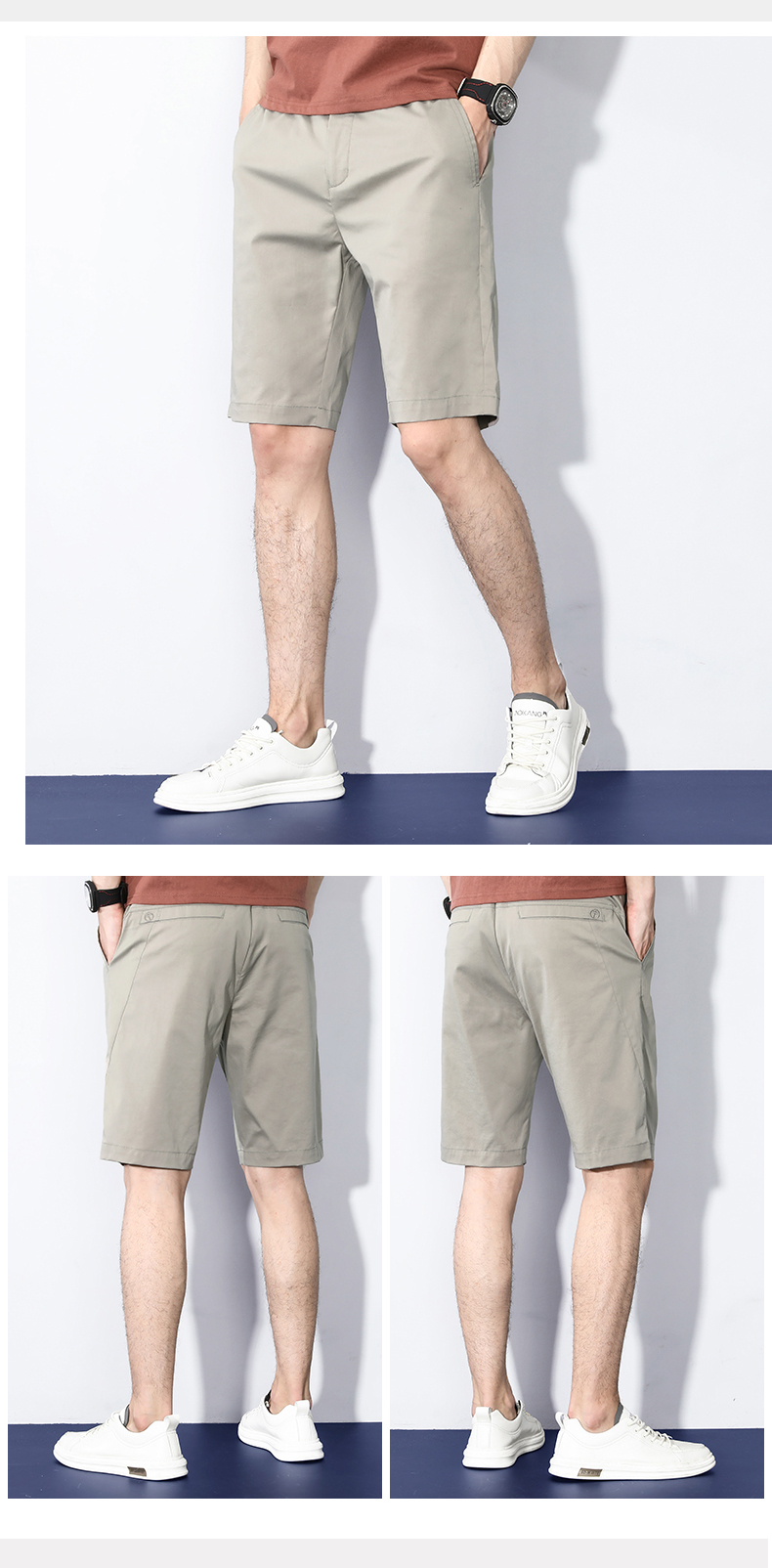 ROMON Men's Shorts, Summer, Large Size, Cotton, Elastic, Breathable, Casual Five-Point Shorts, Men's Clothing, CC2113, Black, Size 31 3