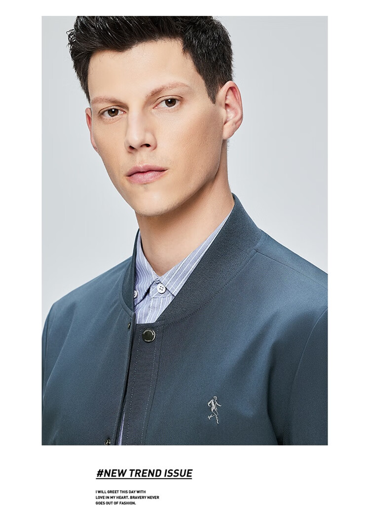 DANCING WOLVES [Custom Lining] Commuter Baseball Jacket, Easy-Care Men's Outerwear, 103 Gray Blue, M (170) 10