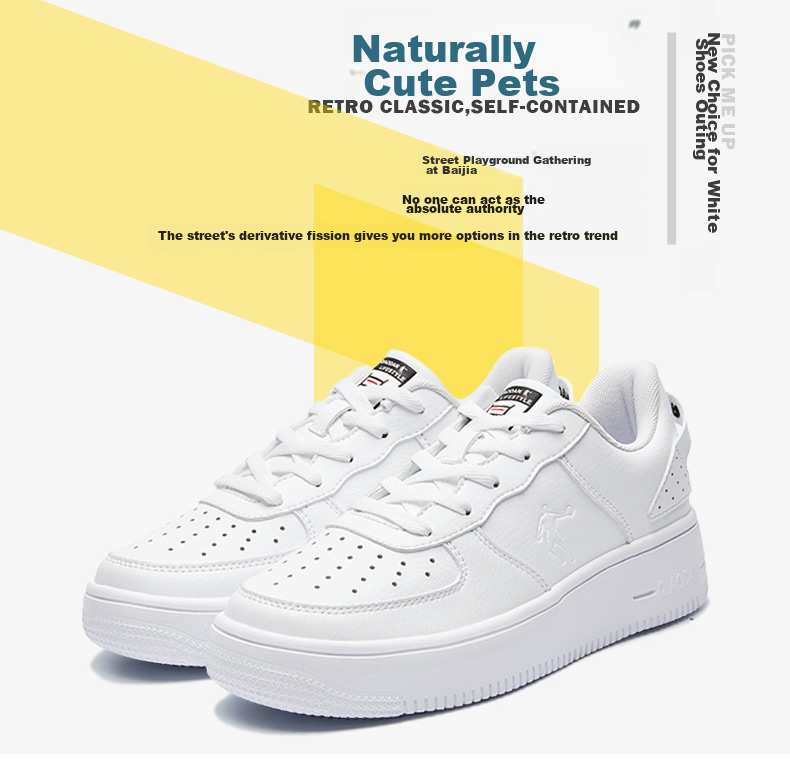 QIAODAN Women's Sneakers, Breathable Summer Sports Shoes, Casual Trendy Air Force One Style, Thick-Soled Height-Increasing White Shoes 5