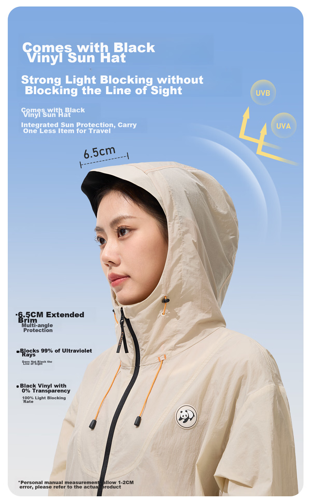 CAMEL Panda Series - Lightweight Sun Protection Jacket for Men And Women, Outdoor Sports Wear with Wide Black Rubber Brim Hat, New Summer Outerwear 10