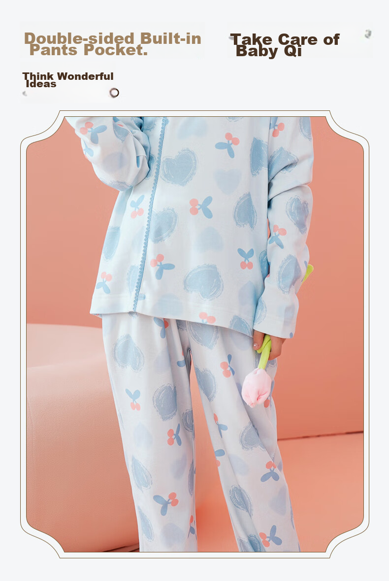 Fenteng Children's Pajamas for Girls, New Chinese Style Pure Cotton Spring National Style Stand Collar Button-Up Loungewear Q9X257930736 4
