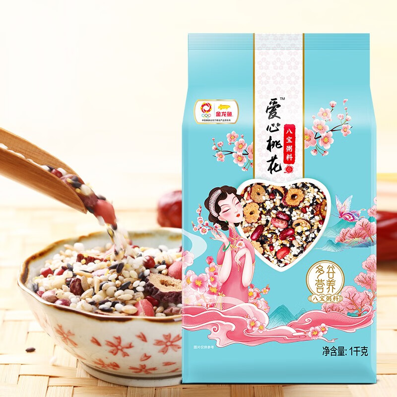 金龙鱼 八宝粥 五谷杂粮 爱心桃花八宝粥料2斤 黄小米 红小豆 燕麦 黑米