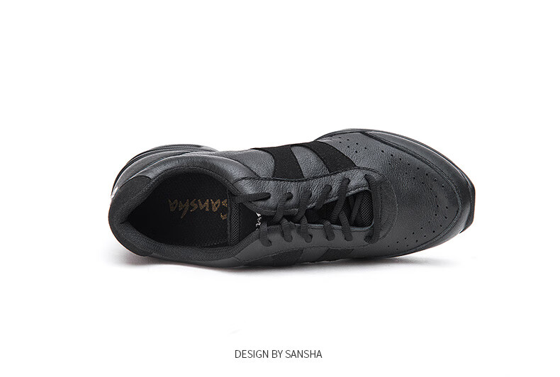 Sansha Modern Dance Shoes for Women, Jazz Soft-Soled Breathable Leather Square Dance Shoes H166LPI Black Size 39 9