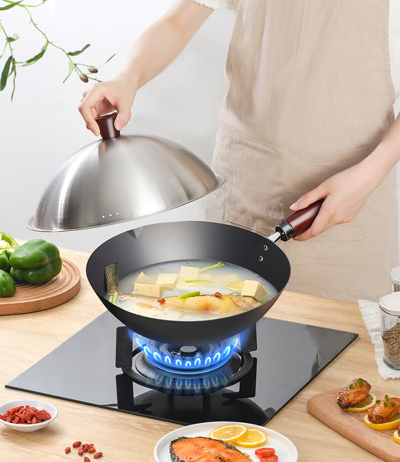 RIVER LIGHT Japanese Imported Cast Iron Wok Pan Versatile 30cm Cooking Pan for Home Use, Compatible with Induction And Gas Stoves 8