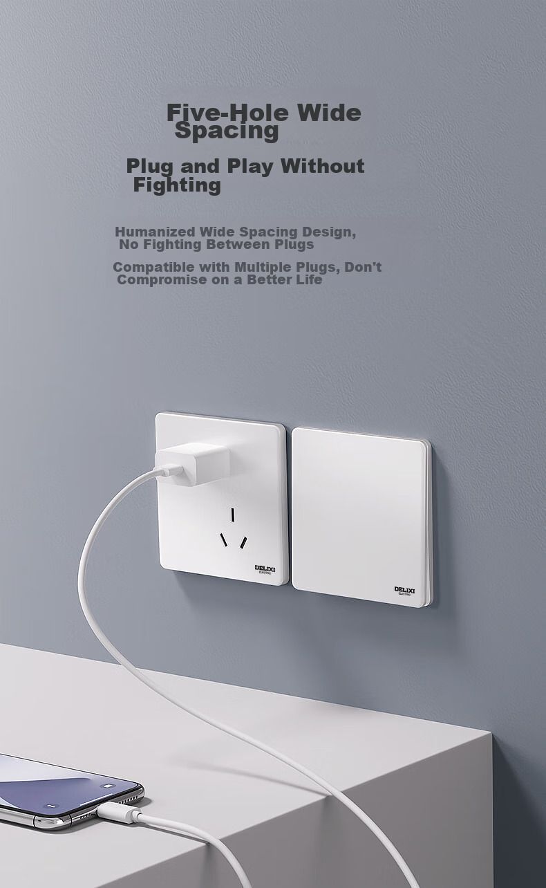 DELIXI Switch Socket Panel CD290 Series Ultra-Thin Pure Flat Large Plate [Single Switch Control] Polar White 11