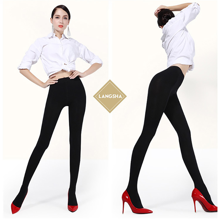 LangSha Women's Leggings for Autumn And Winter, Warm Pants, Black And Flesh Color, Fleece-Lined Thick Base Layer Socks, Black Pants 1 Pair, 300g Suitable for -5~15°C 11