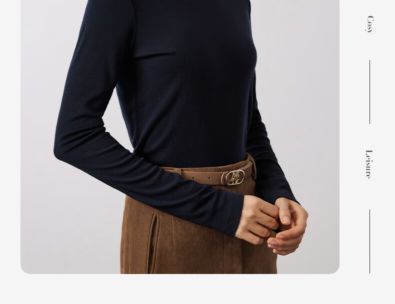 Navigare Women's Turtleneck Slim-Fit Base Layer, High-Elastic Solid Color Long-Sleeve Top 2335084501 31