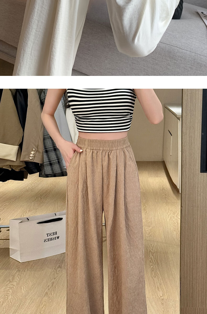 LangSha Lazy Style High Waist Loose Fit Floor-Length Pants for Women Spring and Summer Casual Wide Leg Pants 5