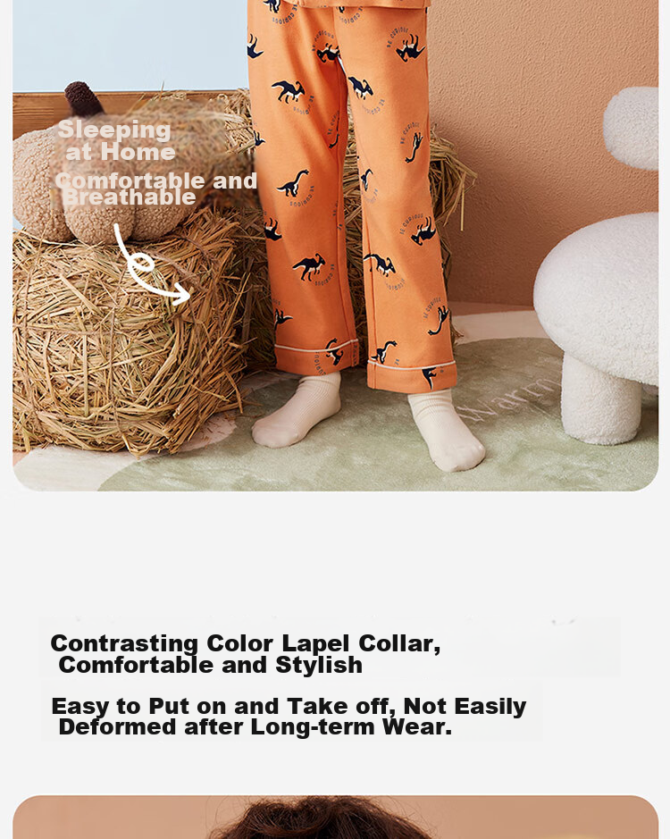 Dingguagua Children's Pajama Set, Pure Cotton Spring And Autumn Long-Sleeve Boys' Loungewear, All-Cotton Open-Front Sleepwear for Older Boys, Green, Size 150 7