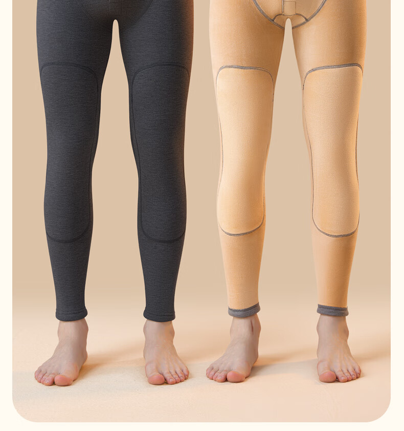 Hengyuanxiang [Down Knee Protection] Thermal Pants for Men, Fleece-Lined Thickened Cotton Long Johns Autumn Winter Warm Underwear 9