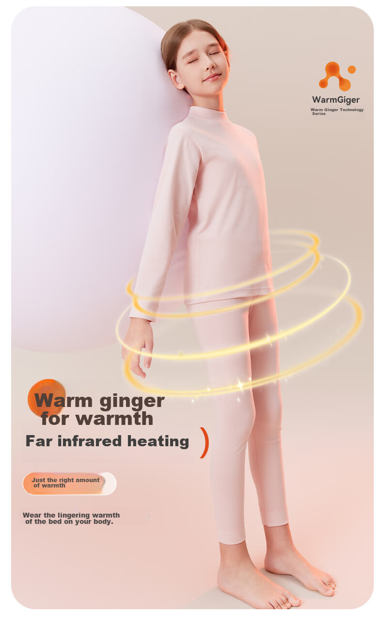 LangSha Girls' Thermal Underwear Set, Children's Autumn Top And Pants, Double-Sided Fleece, Youth And Older Children's Base Layer for Fall And Winter 7