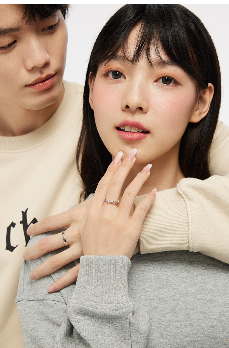 Kadiluo Love Interwoven 925 Silver Couple Rings, Adjustable Pair of Rings, Birthday Gift for Girlfriend 7