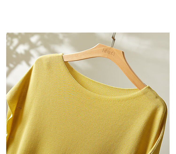 Dme [One-Neck Sweater] Summer Elegant Batwing Sleeve Short-Sleeve Knit Top for Wome 19