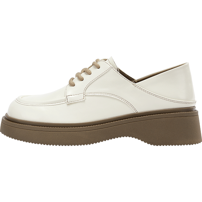 Daphne Women's Platform Loafers 2026 Spring New British Style Black Small Leather Shoes Versatile Women's Shoes Off-White Size 36