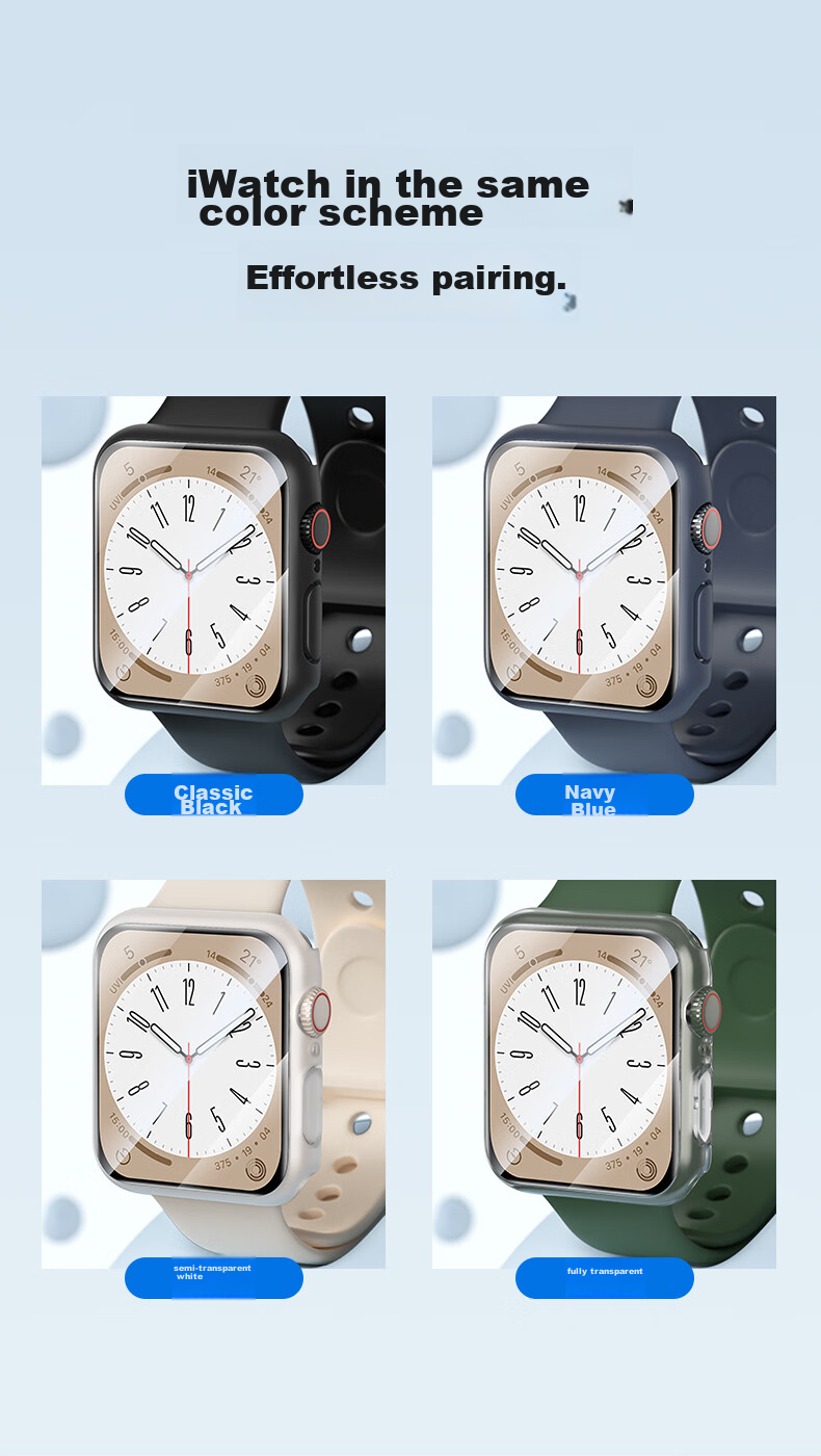 CangHua [Waterproof Anti-Fog] Integrated Protective Case Film for Apple Watch S9/S8/S7, Tempered Glass Screen Protector, Full Coverage Protective Case for Apple Watch, 45mm Black 18
