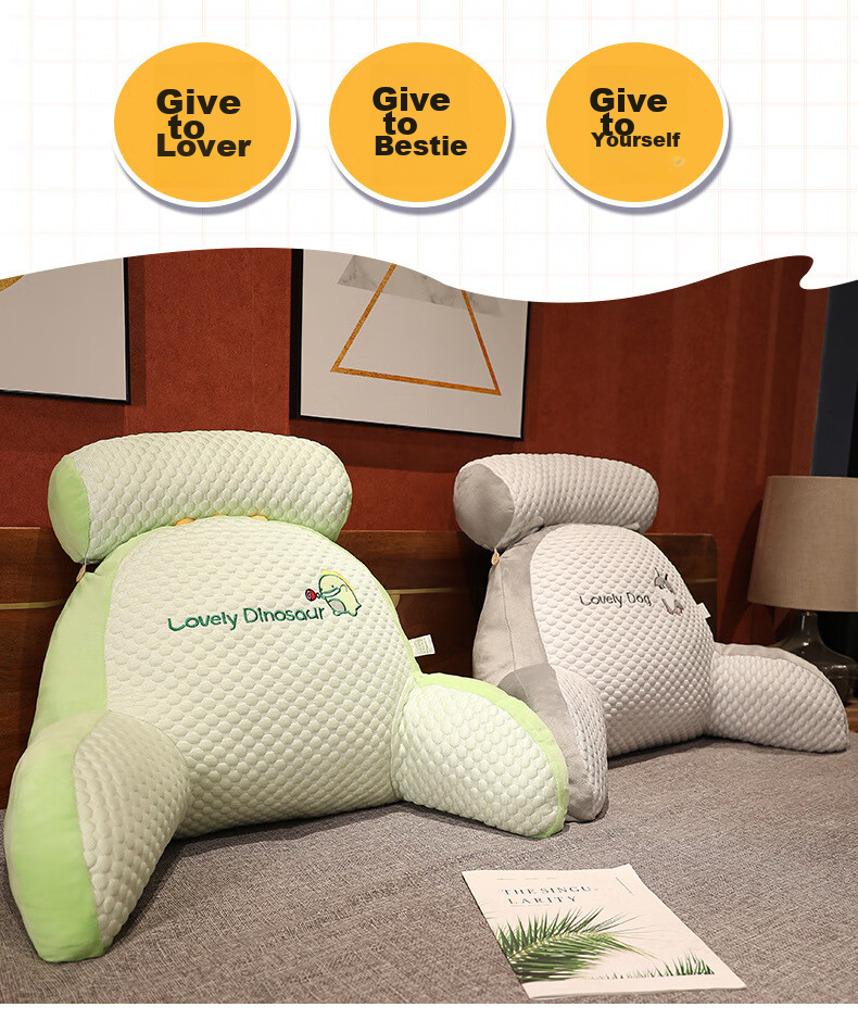 AVIVI Backrest Pillow, Bed Headboard Cushion, Soft Pack Bed Back Support, Office Lumbar Support, Sofa Throw Pillow, Waist Pad, 60*45 Cm, Bingdou Dog Patter 10
