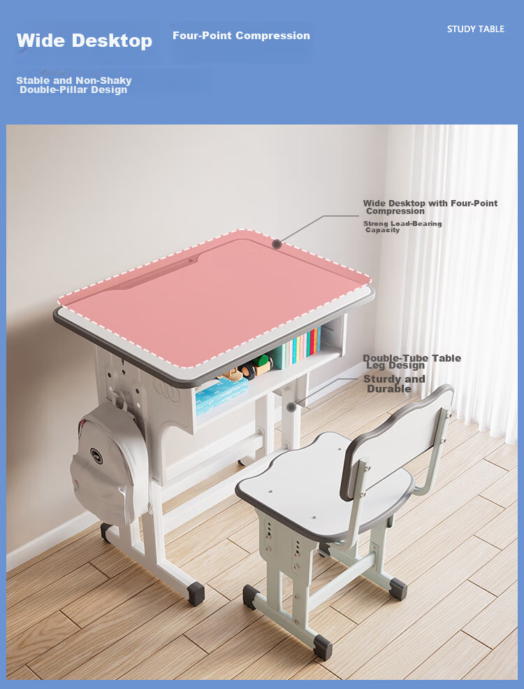 ZUNMIAN Children's Desk And Chair Set, Study Table And Chair Kit for Home Use, Adjustable Height Writing Desk for Primary And Secondary School Students, 70*50cm 6