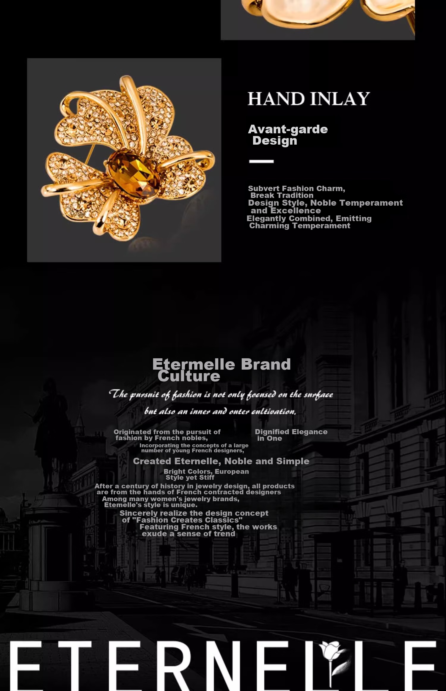 Eternelle French Eternal European Retro Iris Brooch, High-End Jewelry for Women, Austrian Crystal Corsage 8