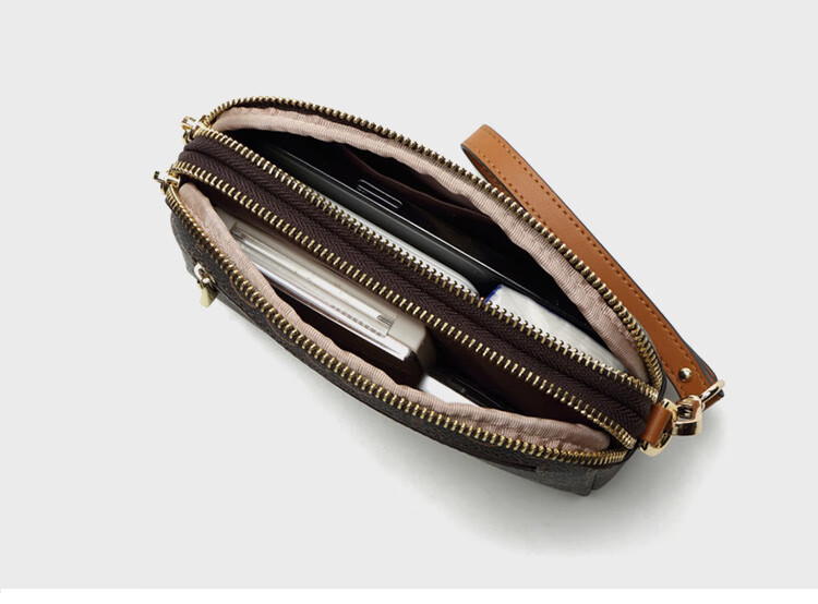 CROCODILE Goddess Festival Double Zipper Wrist Bag, Classic Floral Pattern Casual Women's Handbag Gift for Wife, V1686 Pink 13
