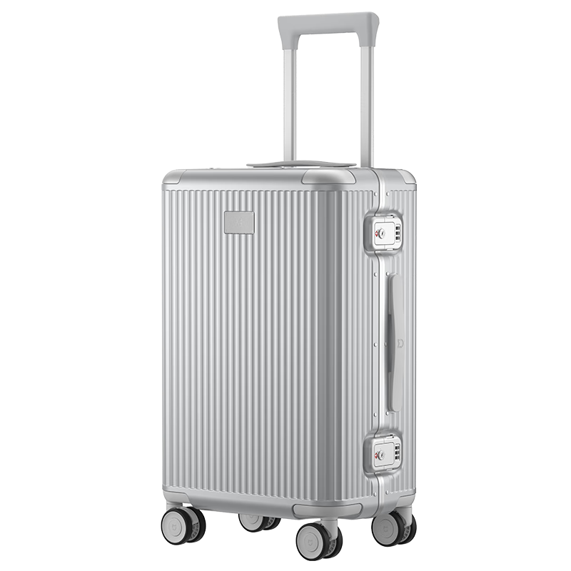 Mijia Xiaomi Luggage, 26-Inch Aluminum Frame Suitcase, Large Capacity Travel Case, Unisex Spinner Wheels, Password Lock, Silver Color