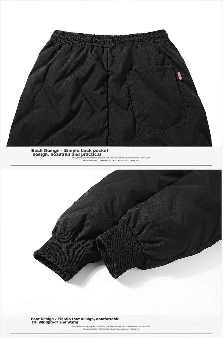 JEEP Men's down Pants for Winter, Fleece-Lined Thick Warm Joggers Casual Trousers, Black, Size M 21