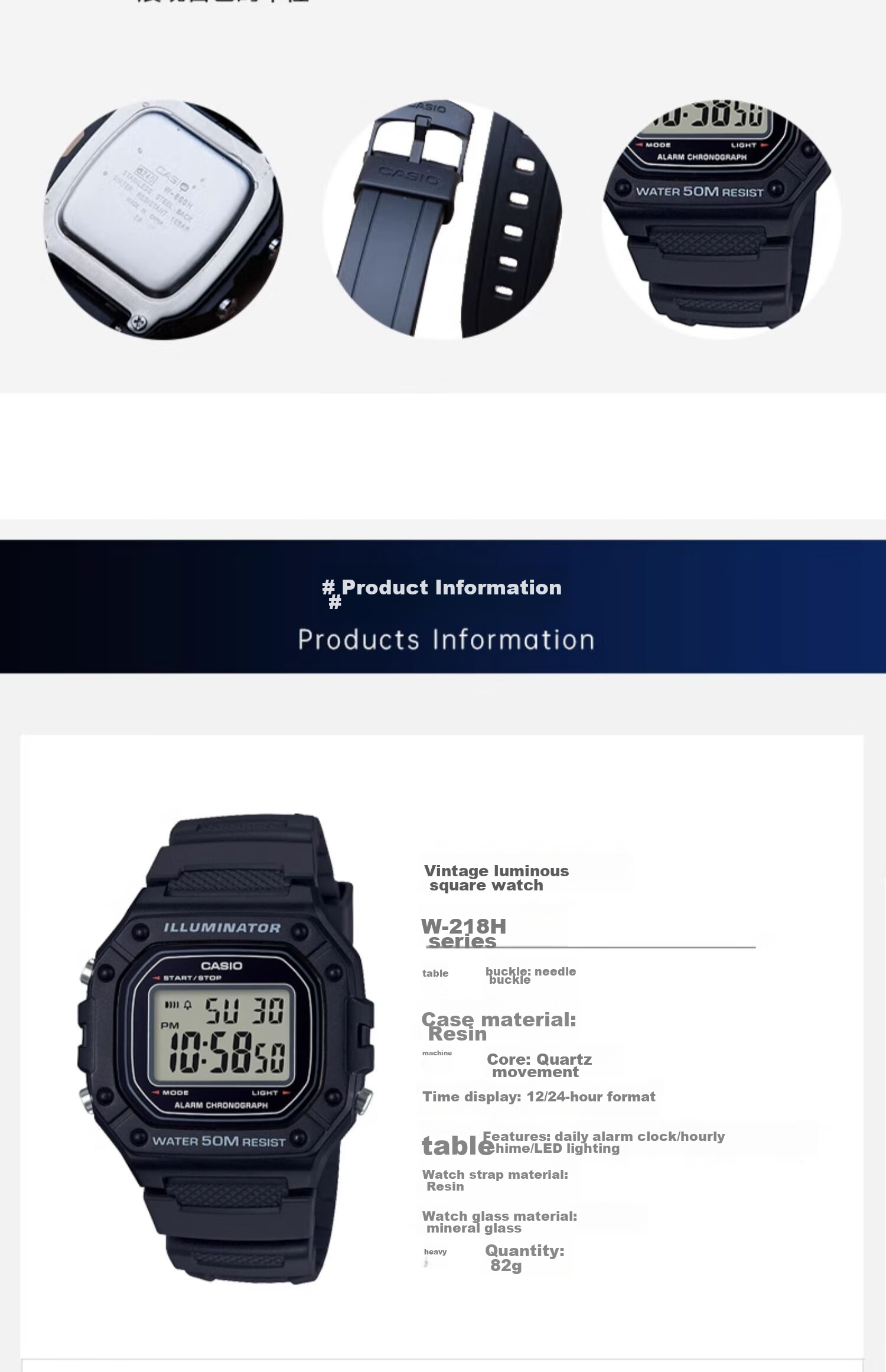 Casio Watch, Men's Retro Small Square Sports Waterproof Student Watch for Men And Women, F91W Series Watch W-218H 16