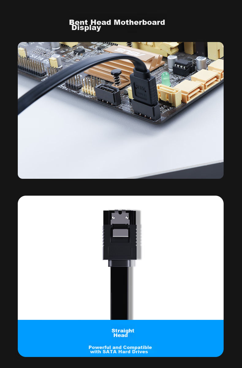 JEYI High-Speed SATA 3.0 Hard Drive Data Cable, Solid State And Mechanical Hard Drive Data Connection Cable, Optical Drive Dual-Channel Conversion Cable Double Straight Head, 40 Cm 6