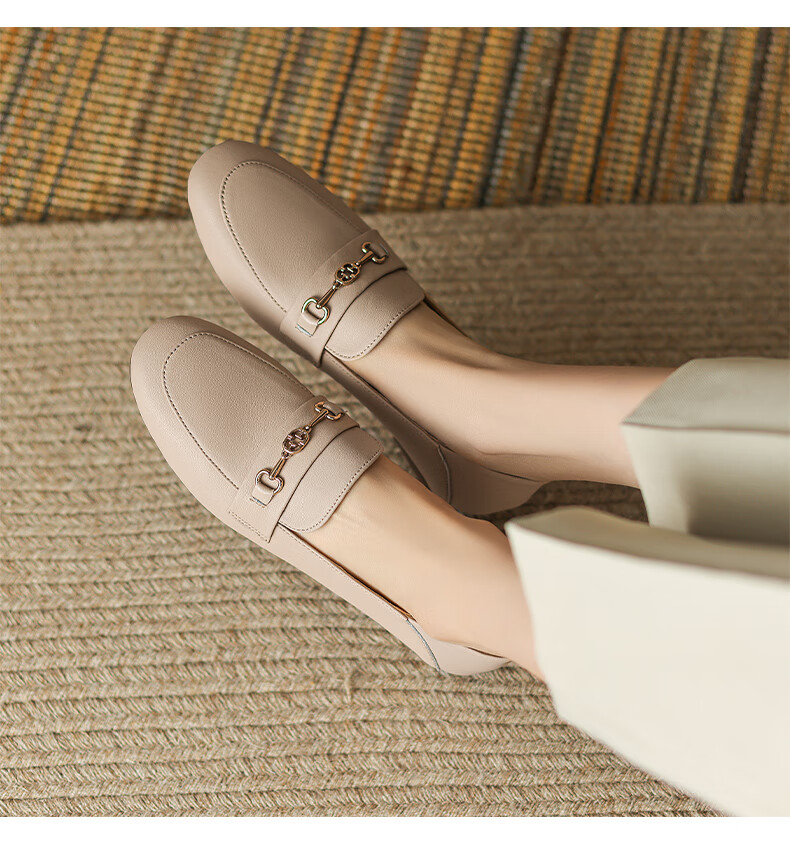 ZHR Zese Loafers Women Casual Breathable Soft Sole Slip-On Fashion Square Toe Shoes AH311 Beige 39 14