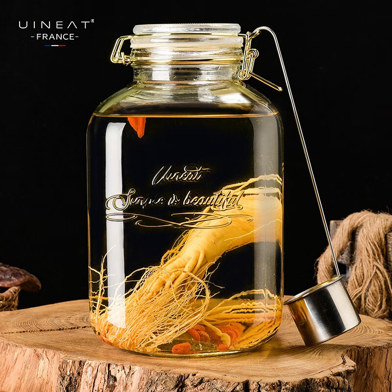 UINEAT Glass Infusion Bottle, Sealed Jar for Home Brewing, 5kg Capacity Wine Container