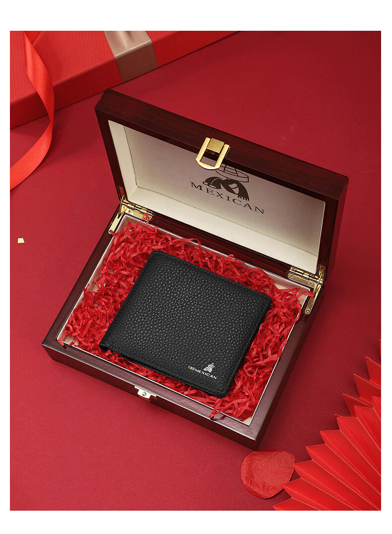 MEXICAN Genuine Top-Grain Leather Short Wallet for Men, High-Quality Gift Box Birthday Present for Boyfriend Or Father 3