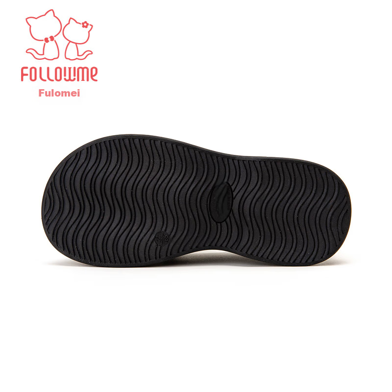 Follow Me Girls' Leather Shoes, Chanel-Style Soft-Soled Princess Flats, Children's Black Stylish Performance Shoes, Black, Size 34