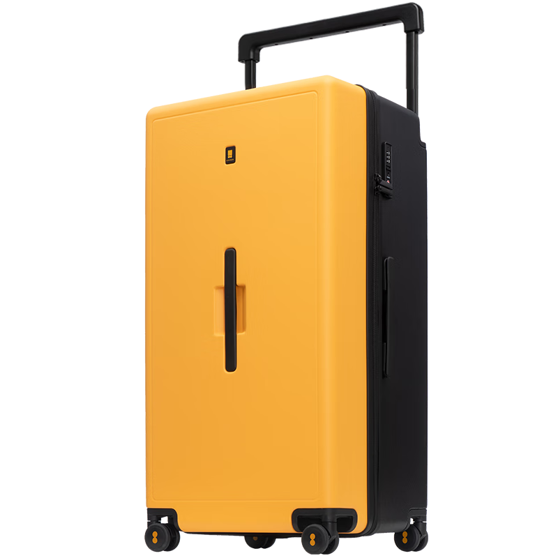 LEVEL8 Suitcase, Unisex 30-Inch Large Capacity Wide Handle Spinner Luggage for Travel, Yellow And Black Color Combinatio