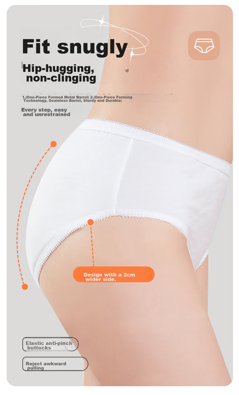 Grace Disposable Men's Underwear, Travel Pure Cotton Outdoor Disposable Sterile Underwear, Adult Underwear, Gray, 3-Pack, Men's - XXL 5