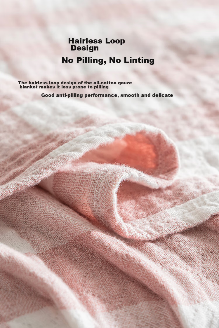 JD Original Pure Cotton Gauze Blanket, 100% Cotton Air Conditioning Quilt Towel Blanket, Class A Woolen Blanket Summer Cool Quilt, Pink 1.5x2m 12
