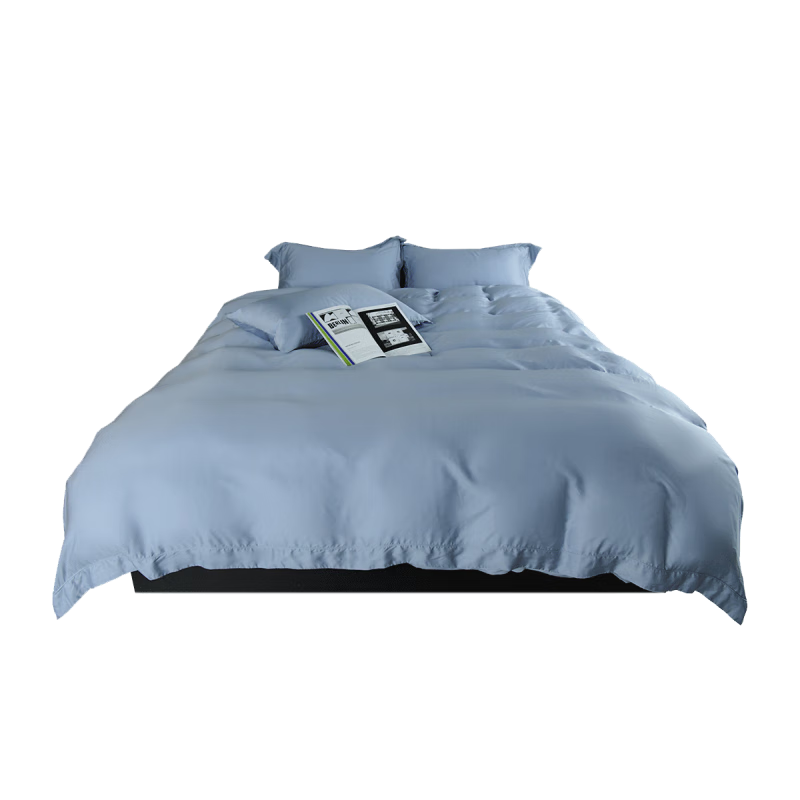 SIDANDA 100pcs Austrian Lenzing Tencel Four-Piece Bedding Set Fitted Sheet Style Grayish Green, Recommended 200*230cm Duvet Insert