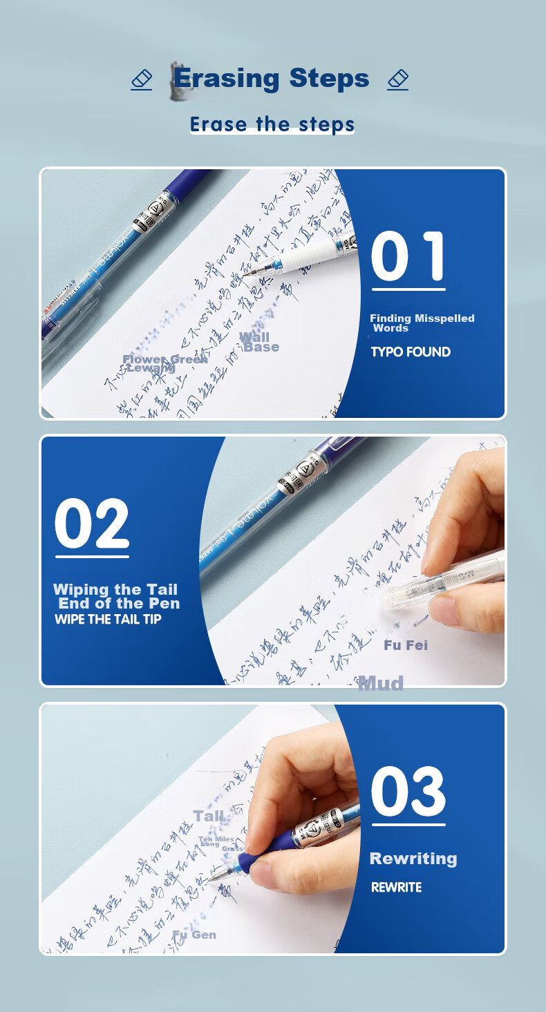 M&G Erasable Gel Pen, 0.5mm, Blue Bullet Tip, Signature Pen with Pull-Cap, Student Pen, AKP61115B, 6 Pcs 3