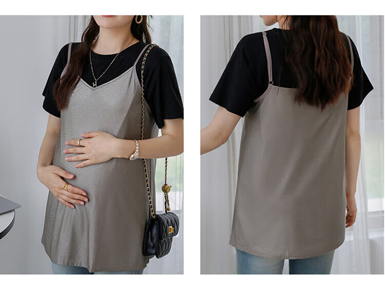 October Mommy Radiation Protection Maternity Workwear, Silver Fiber Spaghetti Strap Protective Isolation Top, All-Season Gray XL 14