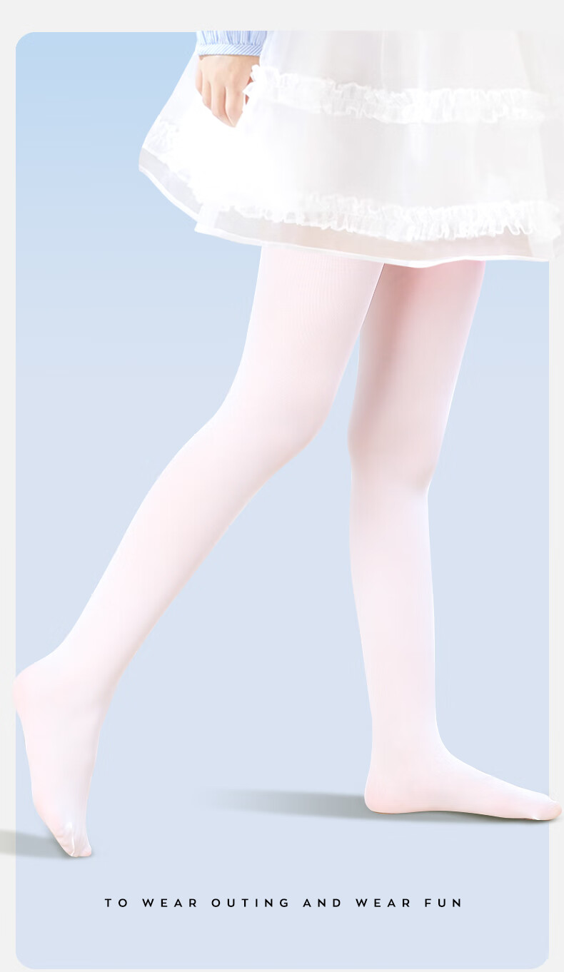 Barbie Children's Silk Stockings, Girls' Tights, Summer Thin White Base Socks, Ultra-Thin Base Pants, White + White, Size S 12