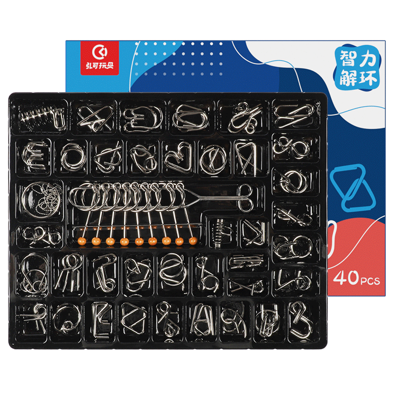 Hongke Nine-Linked Intelligence Puzzle Lock 40-Piece Kongming Luban Lock Children's Educational Toy for Boys Ages 8-12 Birthday Gift