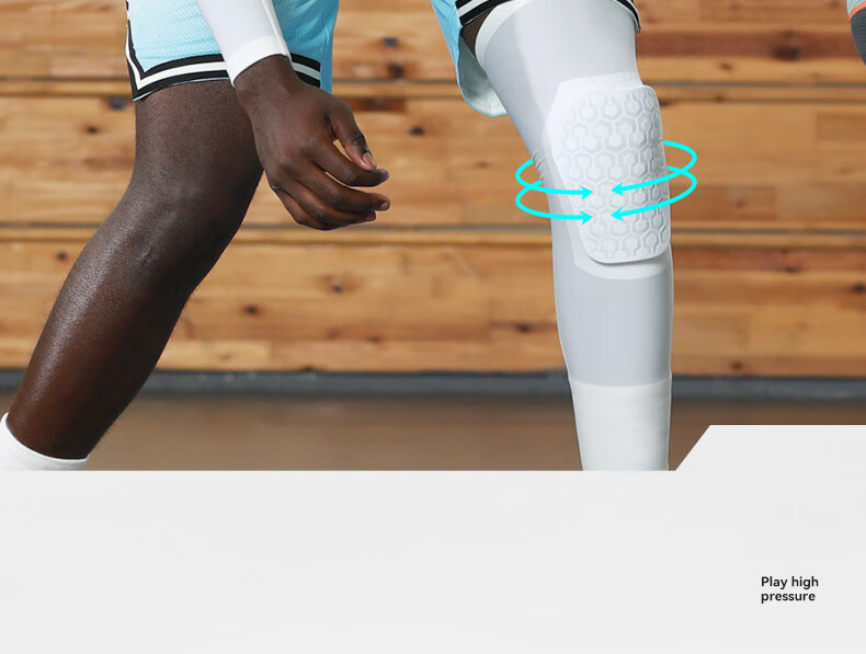TEEIS Basketball Knee Pads, Sports Equipment for Men, Long Professional Honeycomb Anti-Collision Protective Gear, Breathable Knee And Leg Guards, White, Size M 9
