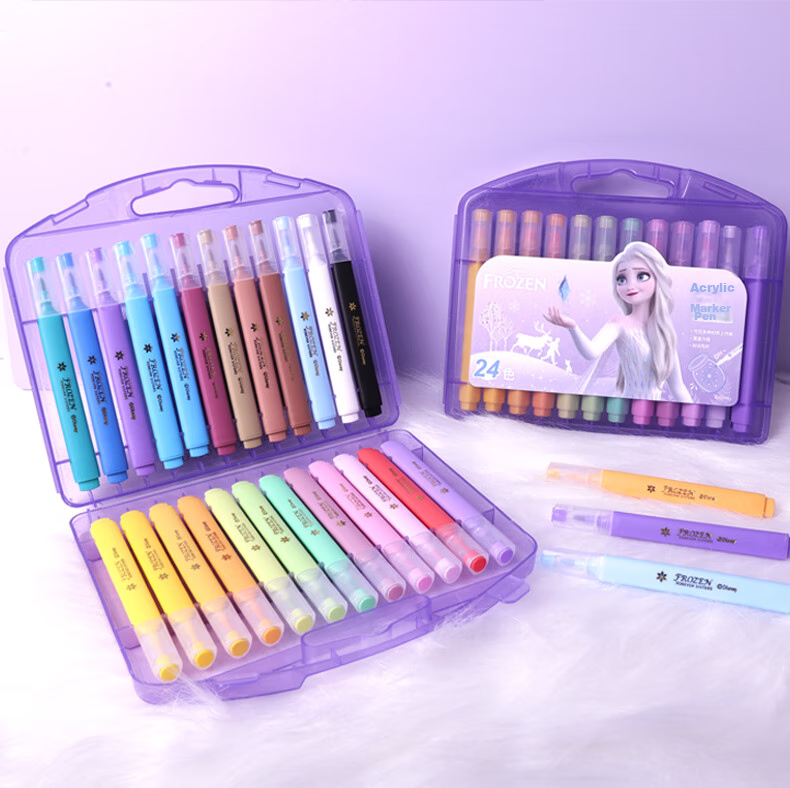 Disney Acrylic Markers, 24 Colors, Children's Doodle Drawing Pens, Quick-Drying, Elementary School Cartoon Waterproof Paint Pens, Spider-Man Watercolor Pens 5